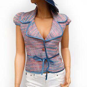 Ingwa; Melero Silk Tweed Puff Cap Sleeve Jacket 4